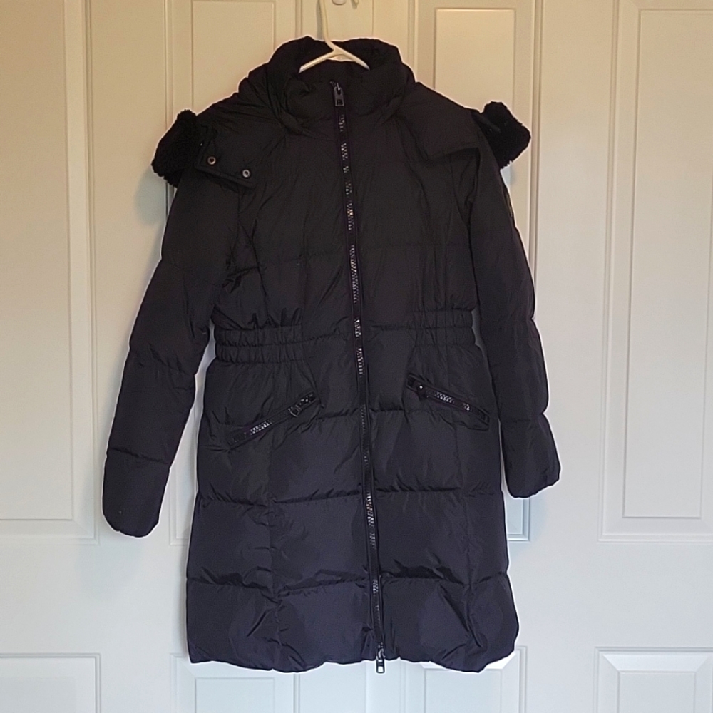 Coach Puffer Down Coat Sherpa Collar Black Size Small